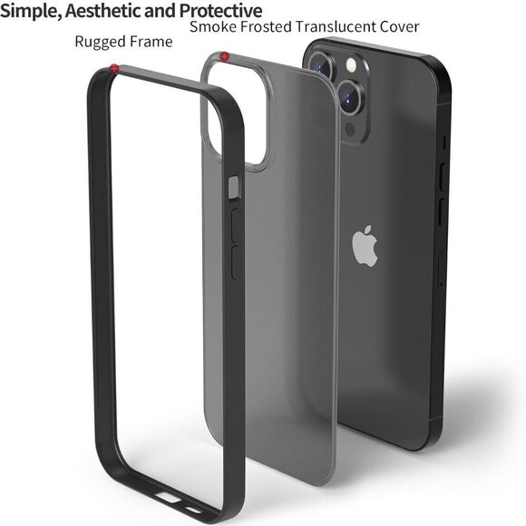 Black Rim Smoke Translucent Case iPhone 12/12 Pro Slim Shockproof Partial Matte - Picture 7 of 8